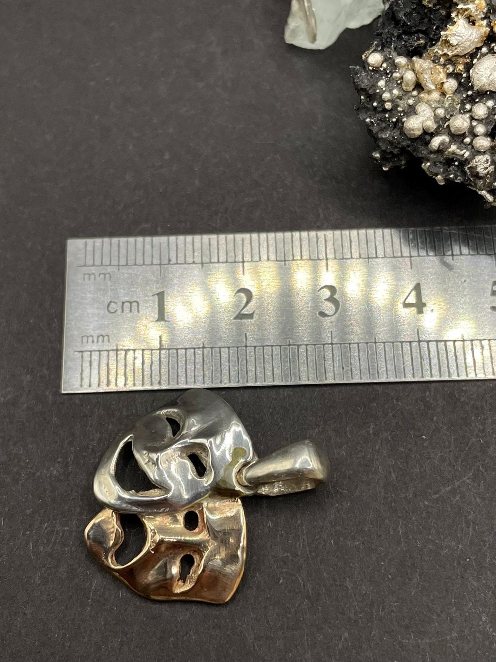 Comedy & Tragedy Mask Pendant – 9ct Solid Gold and 925 solid Silver