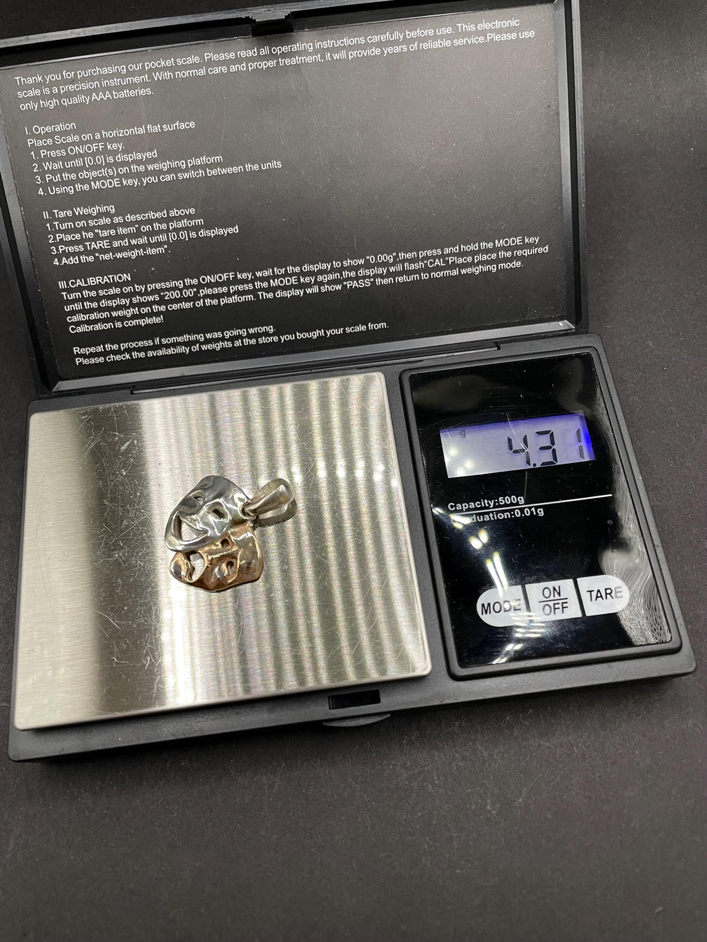 Comedy & Tragedy Mask Pendant – 9ct Solid Gold and 925 solid Silver