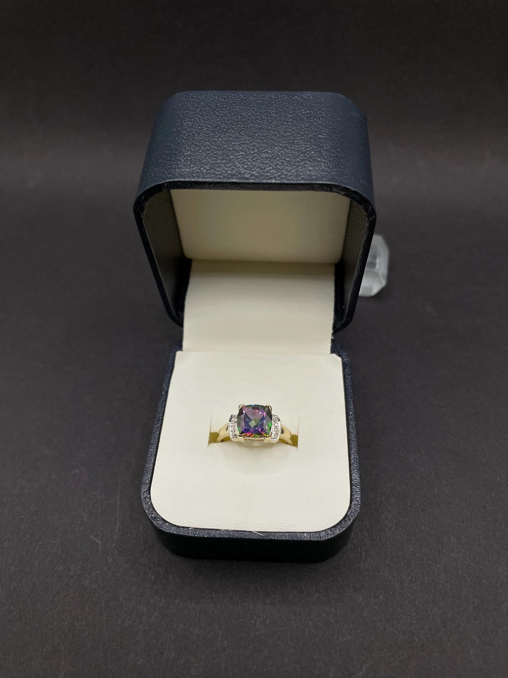 Mystic Topaz Ring with 8 Diamonds in 9ct Solid Gold