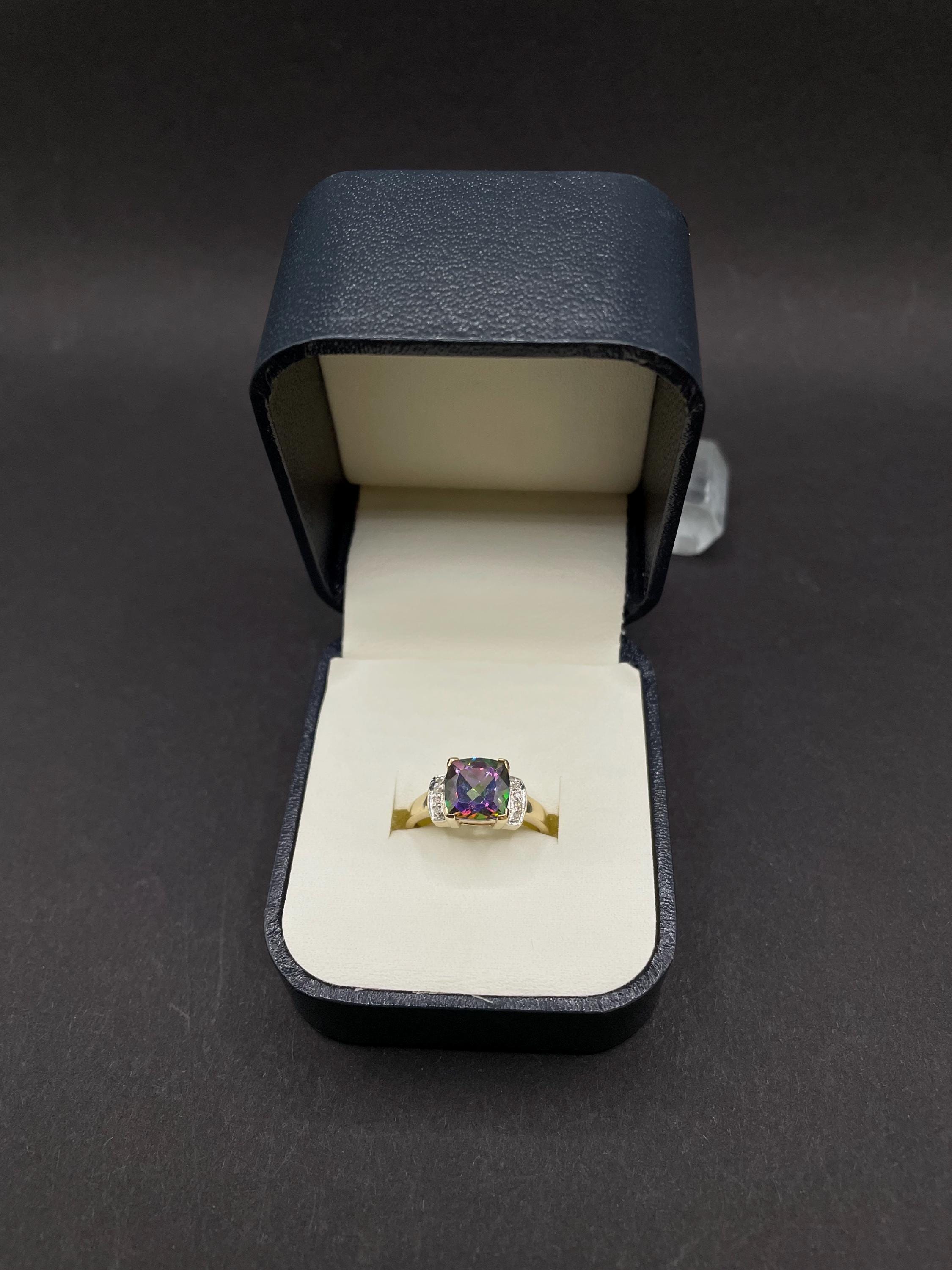 Mystic Topaz Ring with 8 Diamonds in 9ct Solid Gold