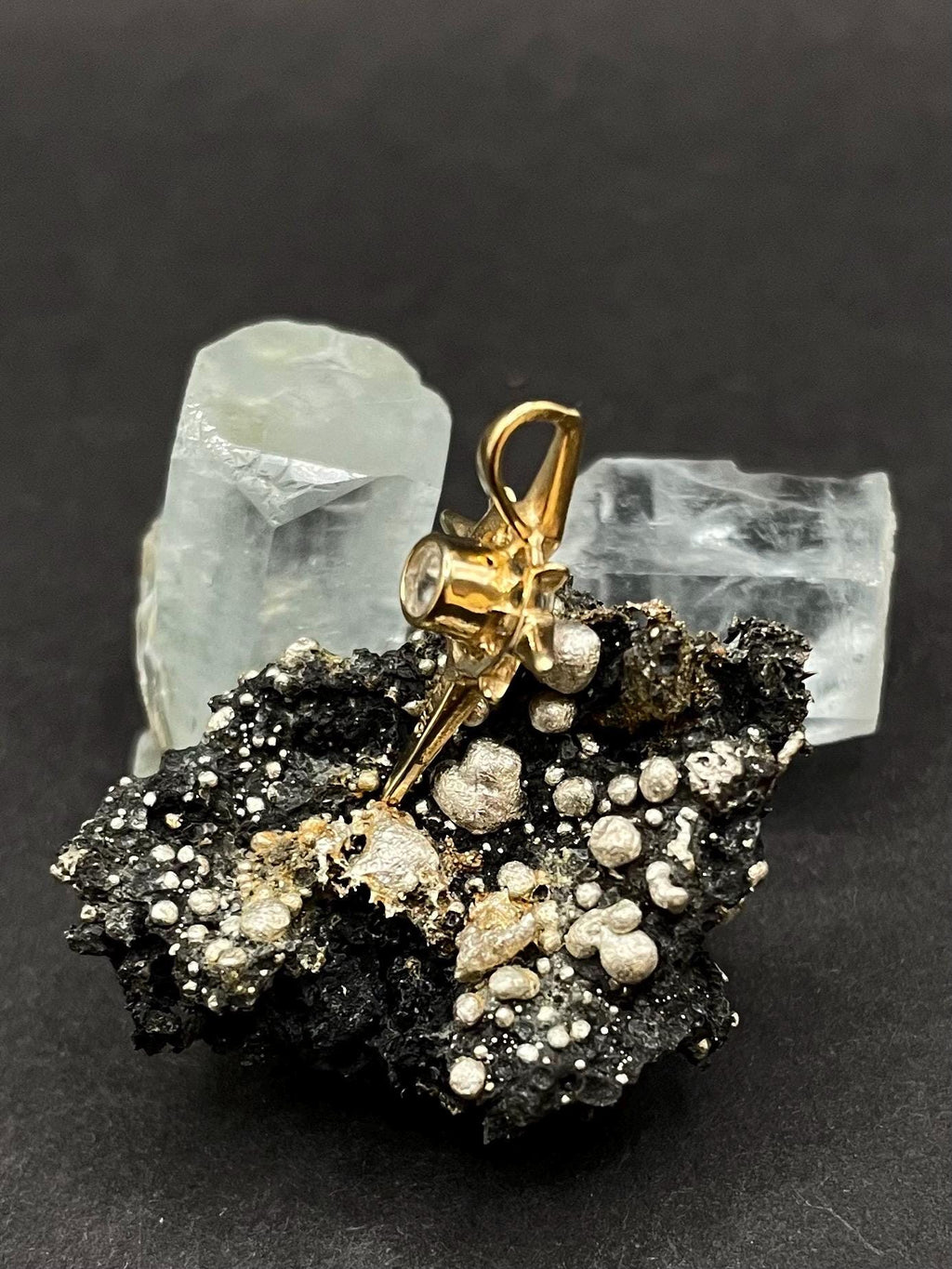 Compass Rose Pendant in 9ct Solid Gold with Crystal & Hidden Text