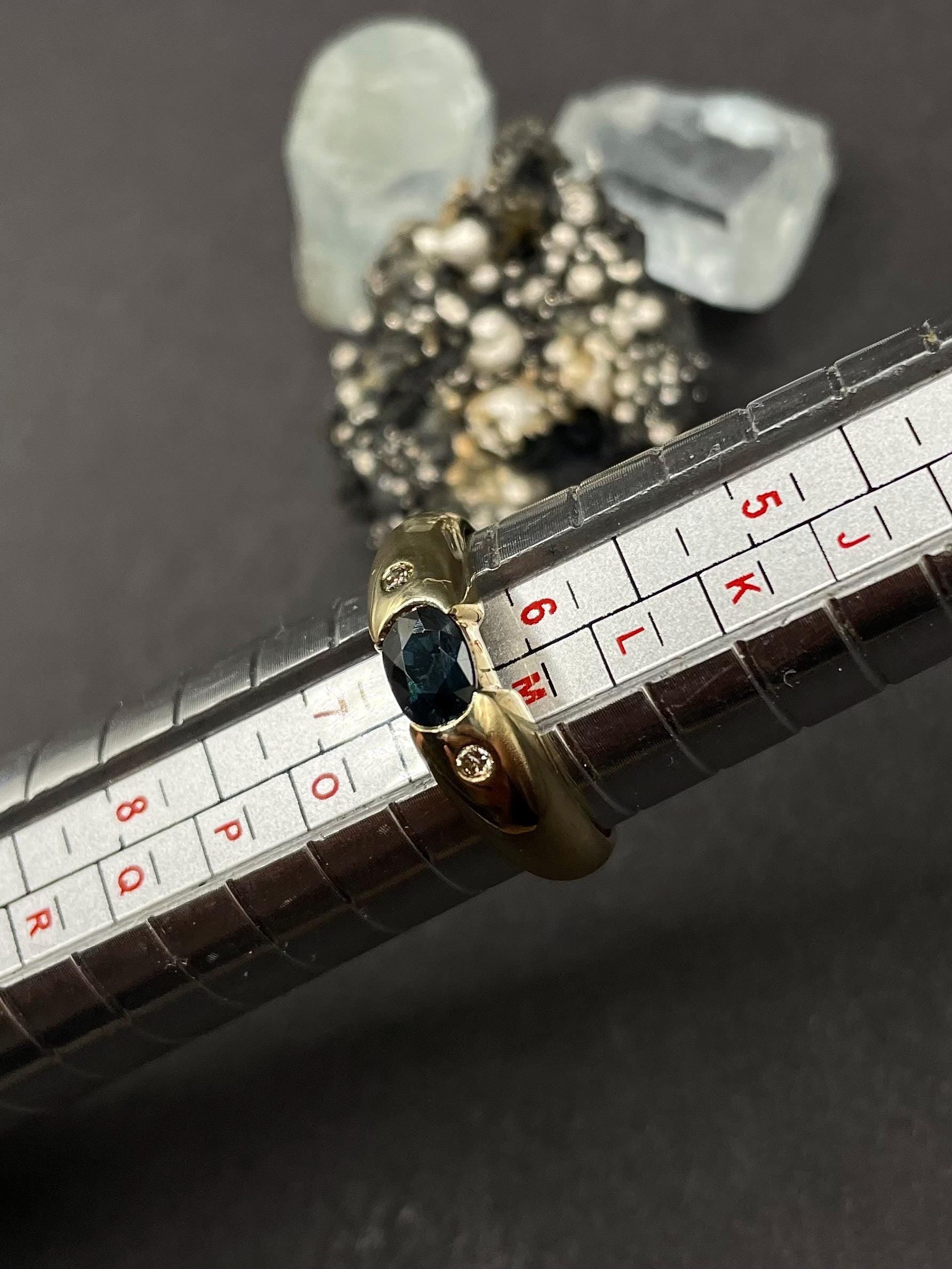 Blue Sapphire & Diamond Ring 9ct Gold