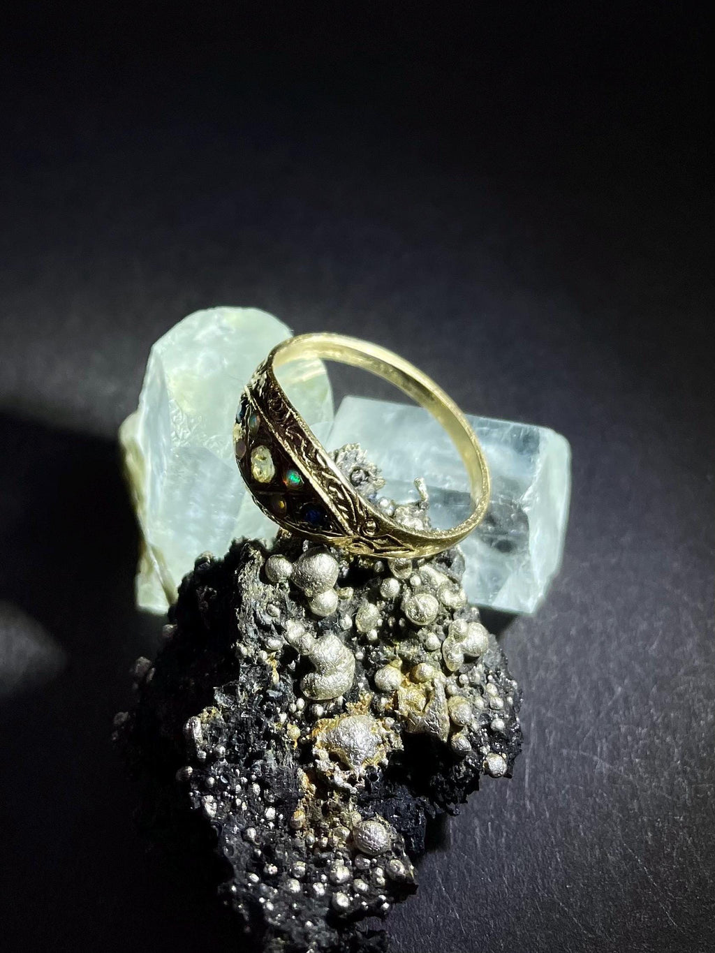 Opal and Sapphire Ring In solid gold 9ct