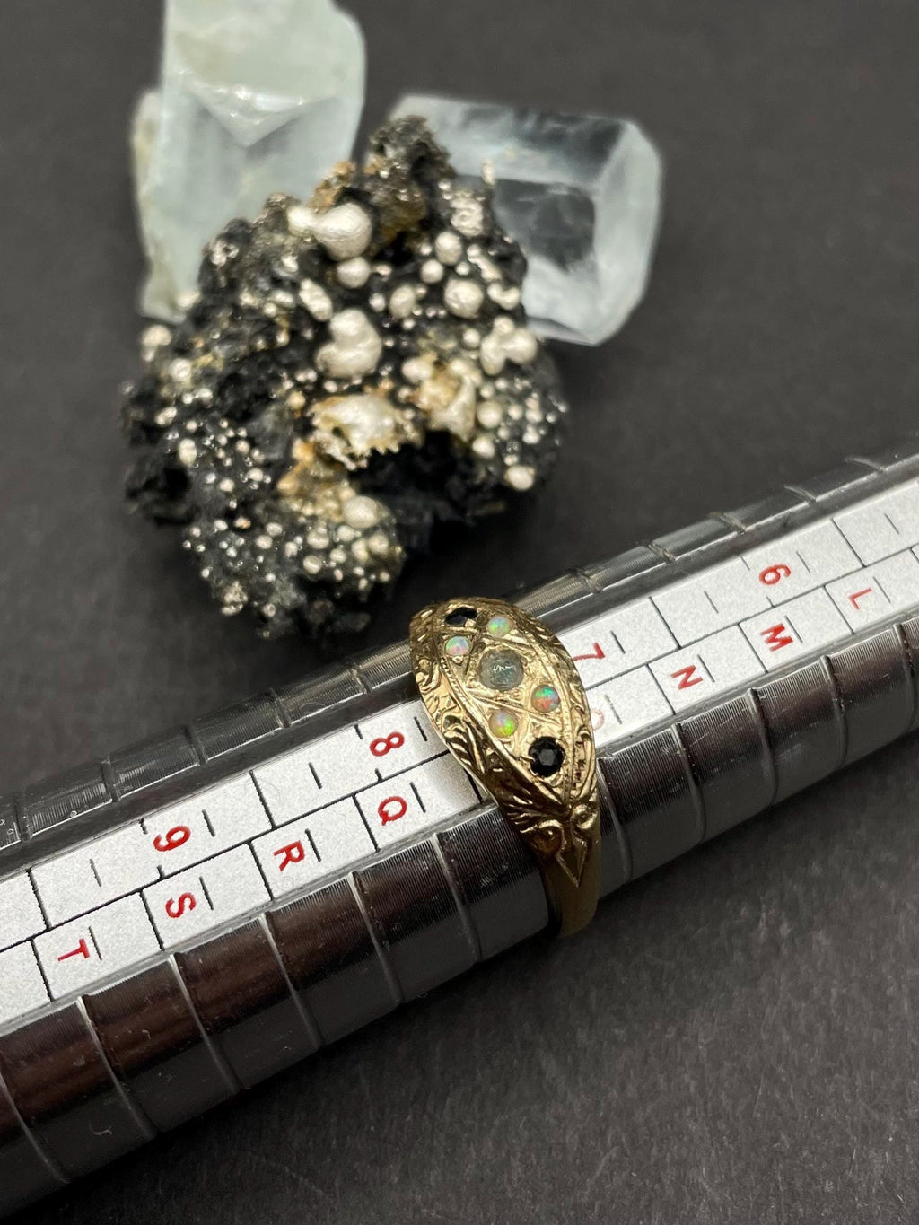 Opal and Sapphire Ring In solid gold 9ct