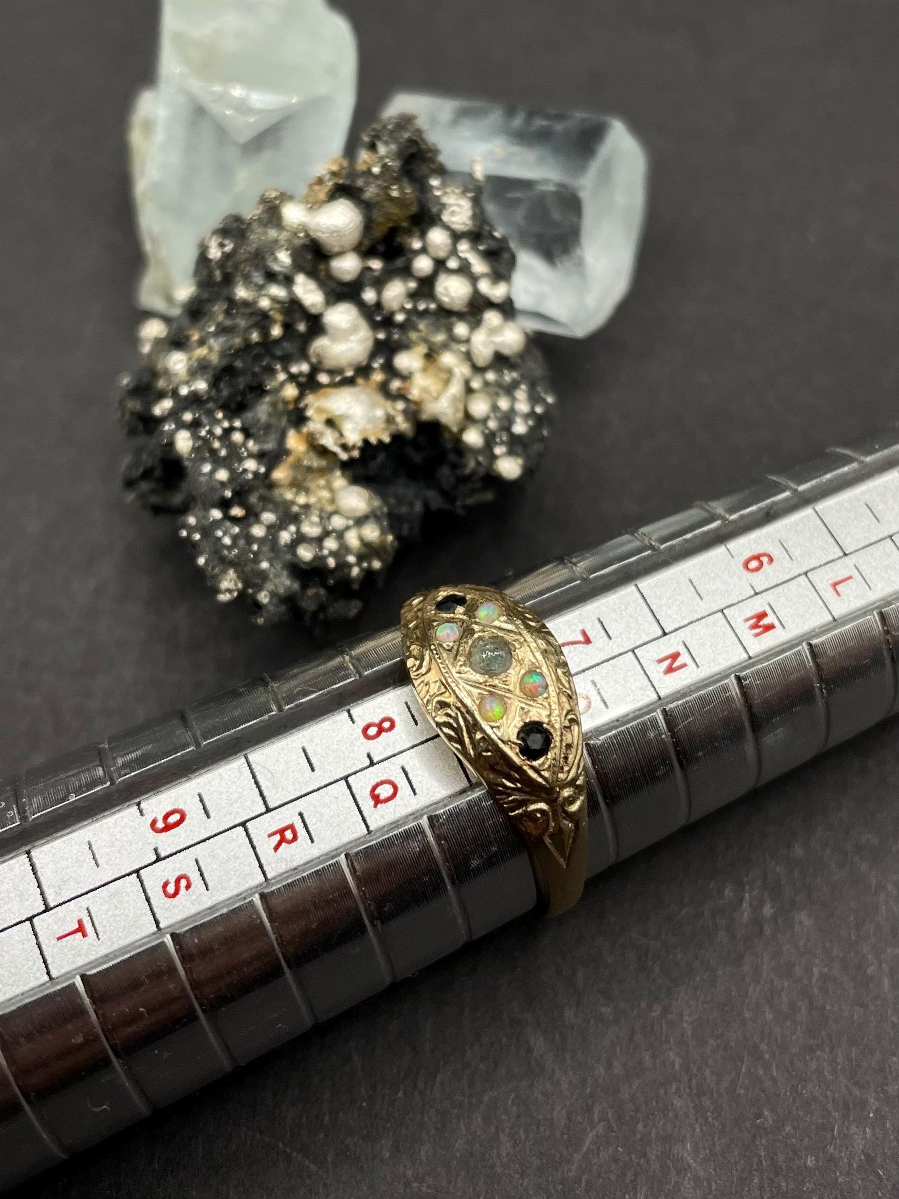 Opal and Sapphire Ring In solid gold 9ct