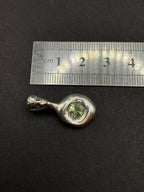 Green Sapphire Pendant in solid silver 999 with certificate