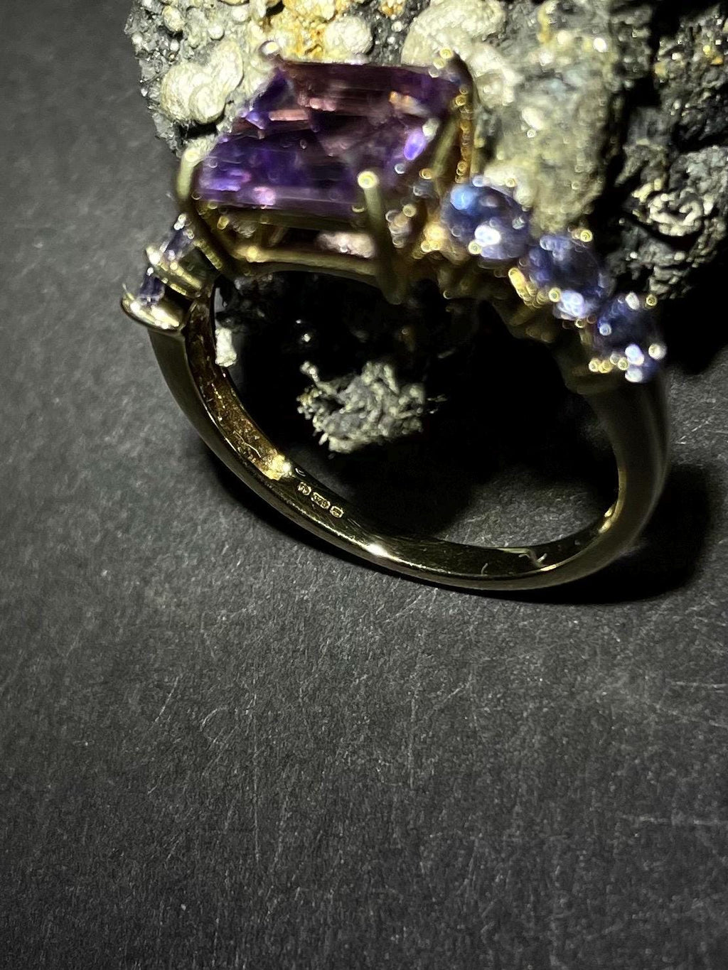 Amethyst and Tanzanite Ring in 9ct solid Gold Purple Gemstone Cocktail Ring