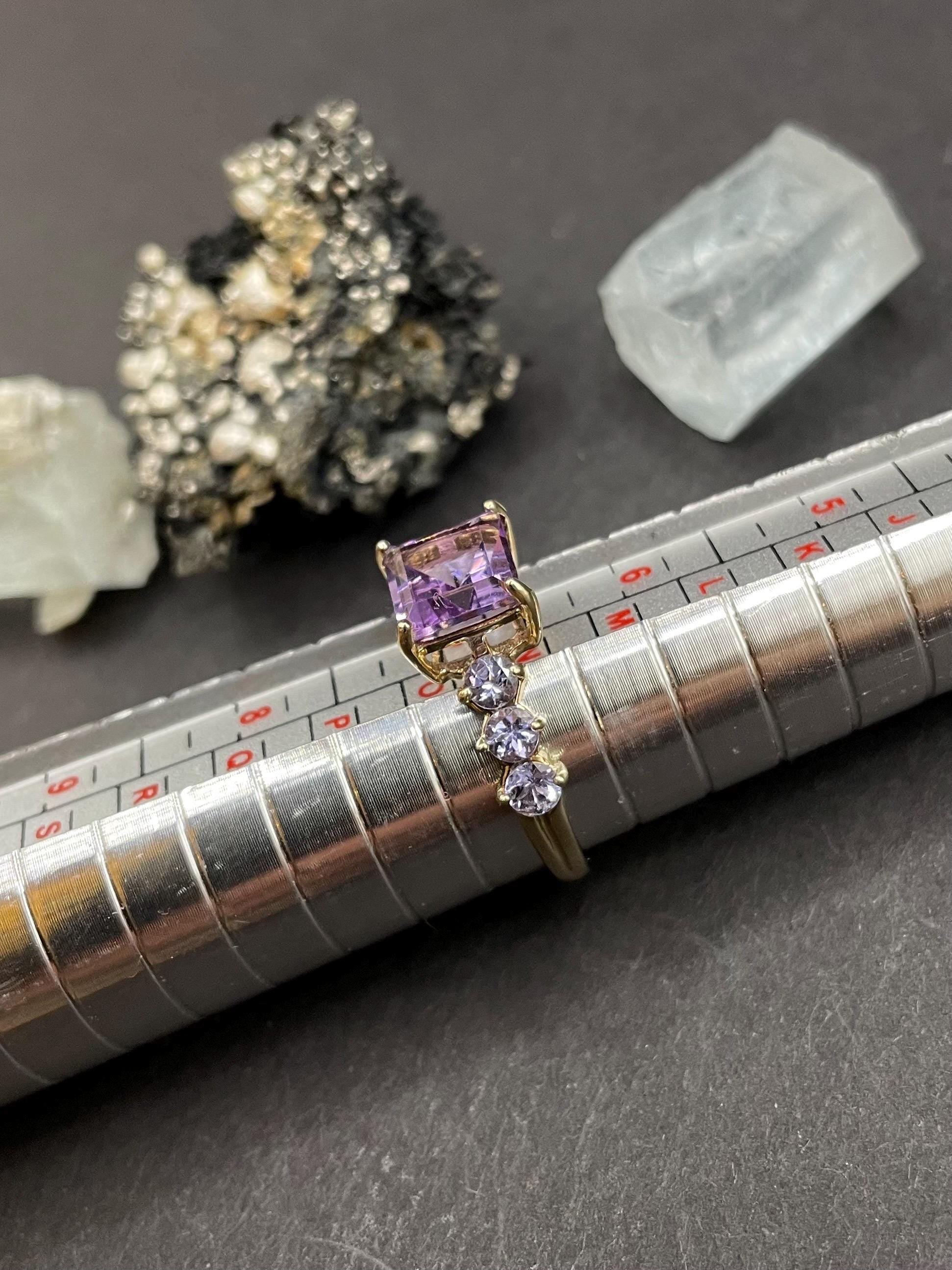 Amethyst and Tanzanite Ring in 9ct solid Gold Purple Gemstone Cocktail Ring