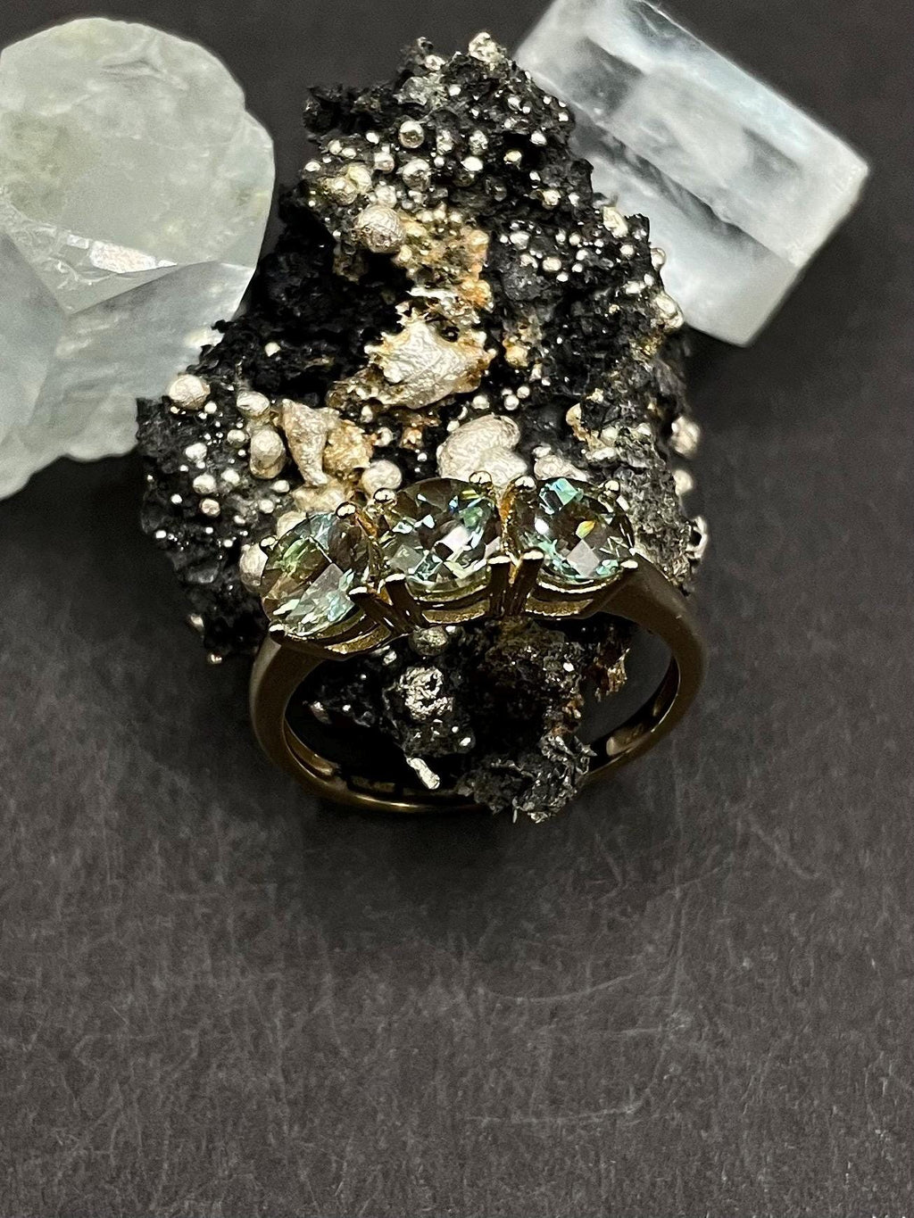 Andesine Trilogy Ring in 10ct Solid Gold– Three Stone Design