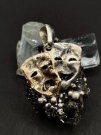 Comedy & Tragedy Mask Pendant – 9ct Solid Gold and 925 solid Silver