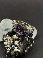 Amethyst and Tanzanite Ring in 9ct solid Gold Purple Gemstone Cocktail Ring