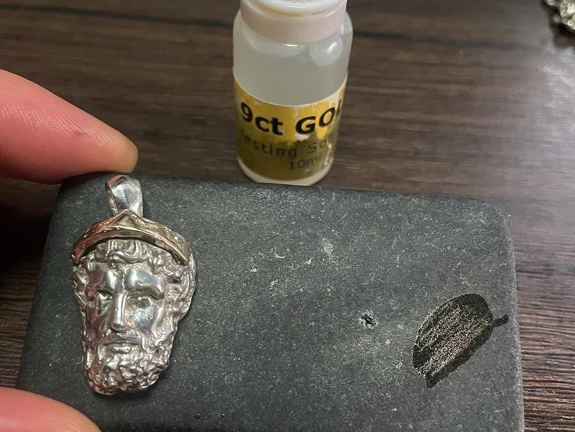 Poseidon Pendant: 9ct Gold Crown, Sterling Silver Head