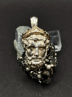 Poseidon Pendant: 9ct Gold Crown, Sterling Silver Head