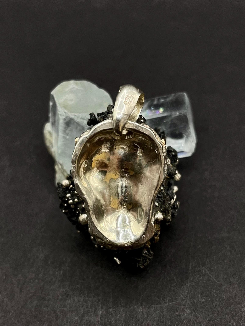 Poseidon Pendant: 9ct Gold Crown, Sterling Silver Head