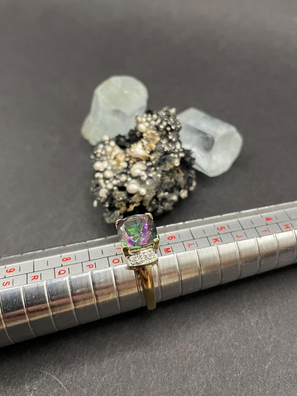 Mystic Topaz Ring with 8 Diamonds in 9ct Solid Gold