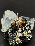 Compass Rose Pendant in 9ct Solid Gold with Crystal & Hidden Text