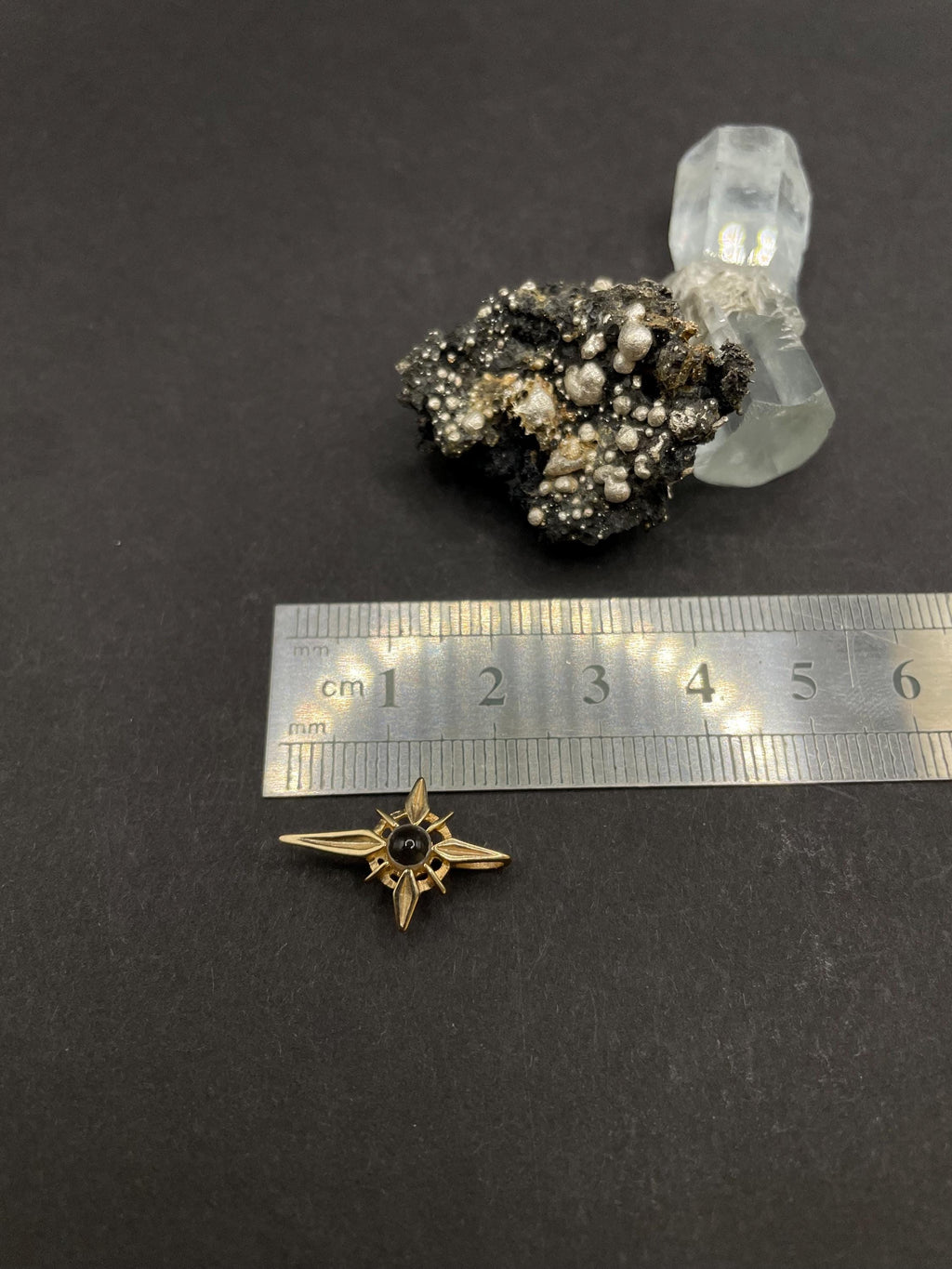 Compass Rose Pendant in 9ct Solid Gold with Crystal & Hidden Text