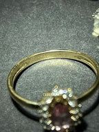 Pink Topaz Ring in 9ct Solid Gold with Moissanite / CZ Halo