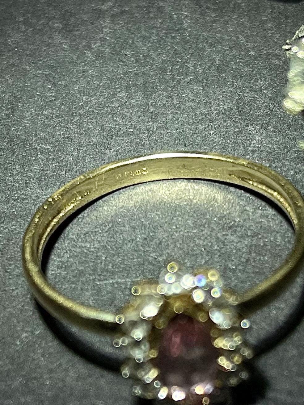 Pink Topaz Ring in 9ct Solid Gold with Moissanite / CZ Halo