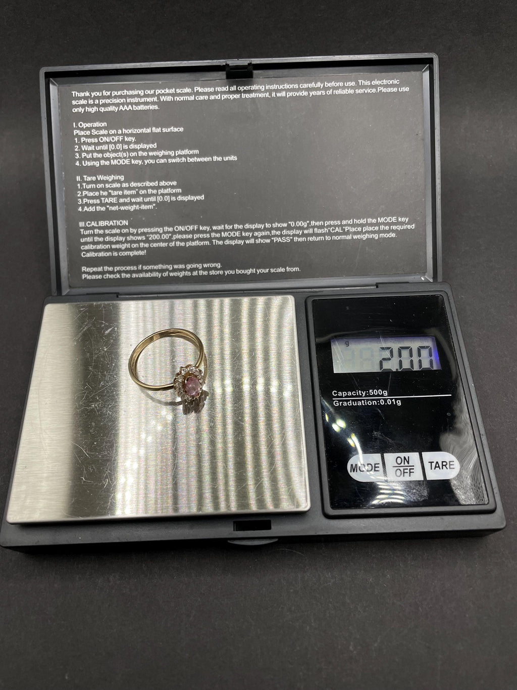 Pink Topaz Ring in 9ct Solid Gold with Moissanite / CZ Halo