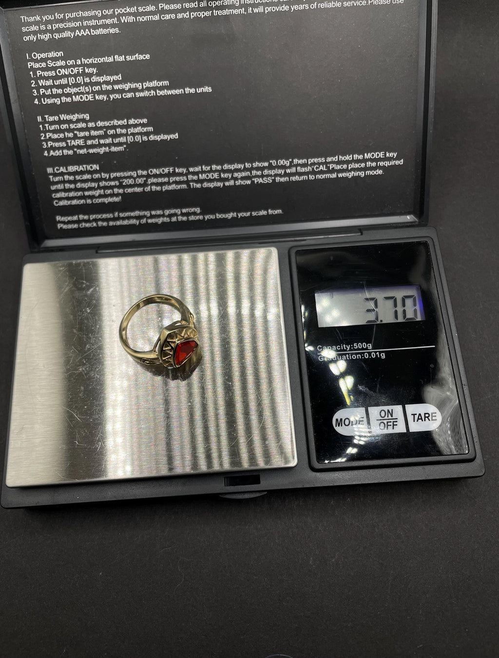 Big Garnet Gold Ring In solid gold 9ct