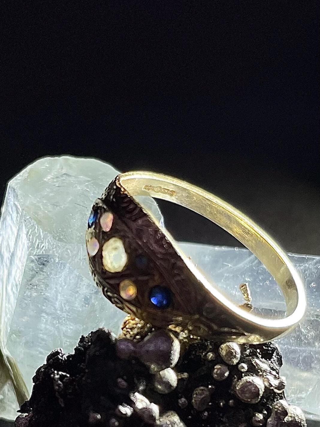 Opal and Sapphire Ring In solid gold 9ct