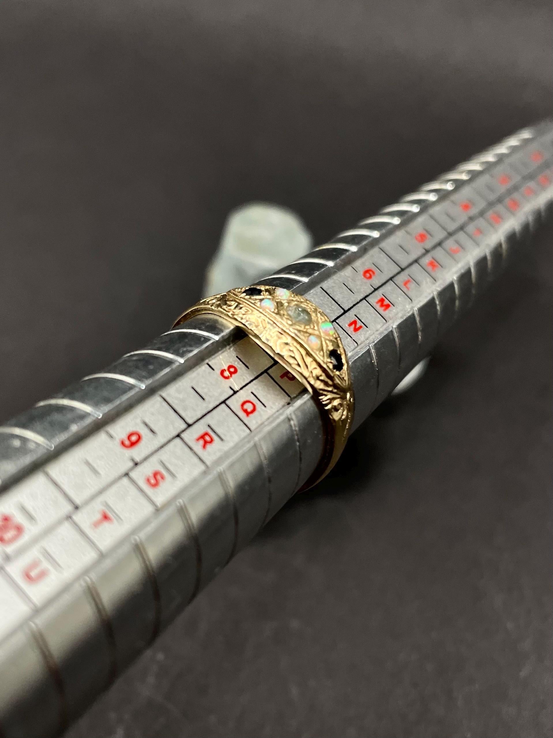 Opal and Sapphire Ring In solid gold 9ct