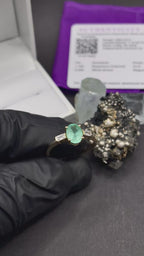 Emerald & White Zirconia 9ct Gold Ring | Statement Jewelry, Size Q