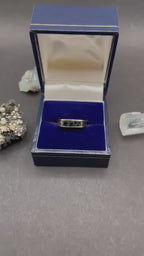 Blue-Green Sapphire Ring: 9ct Gold Dainty Stacking Band