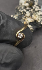 9ct Solid Gold Solitaire Ring with Natural Diamond – Classic Engagement / Statement – UK Size M½