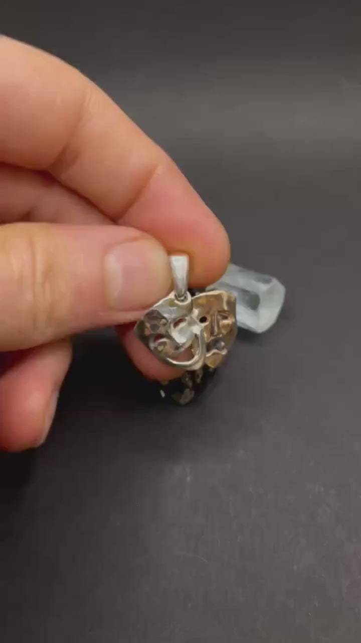 Comedy & Tragedy Mask Pendant – 9ct Solid Gold and 925 solid Silver