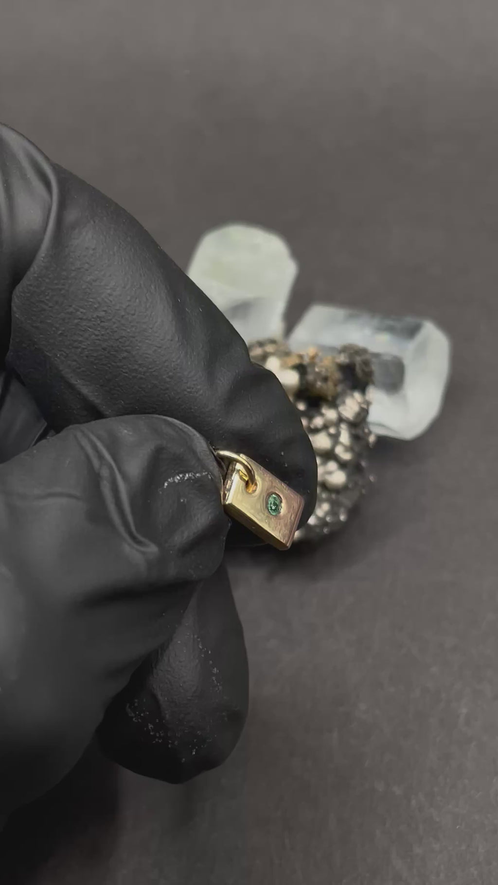 9ct Solid Gold Emerald Rectangle Pendant, Minimalist Unisex Design