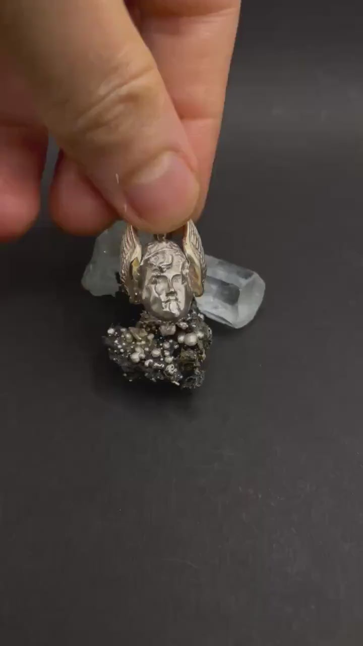 Hermes Head Pendant in 9ct Solid Gold & 925 Silver – Greek Mythology Jewellery