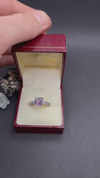 Amethyst and Tanzanite Ring in 9ct solid Gold Purple Gemstone Cocktail Ring