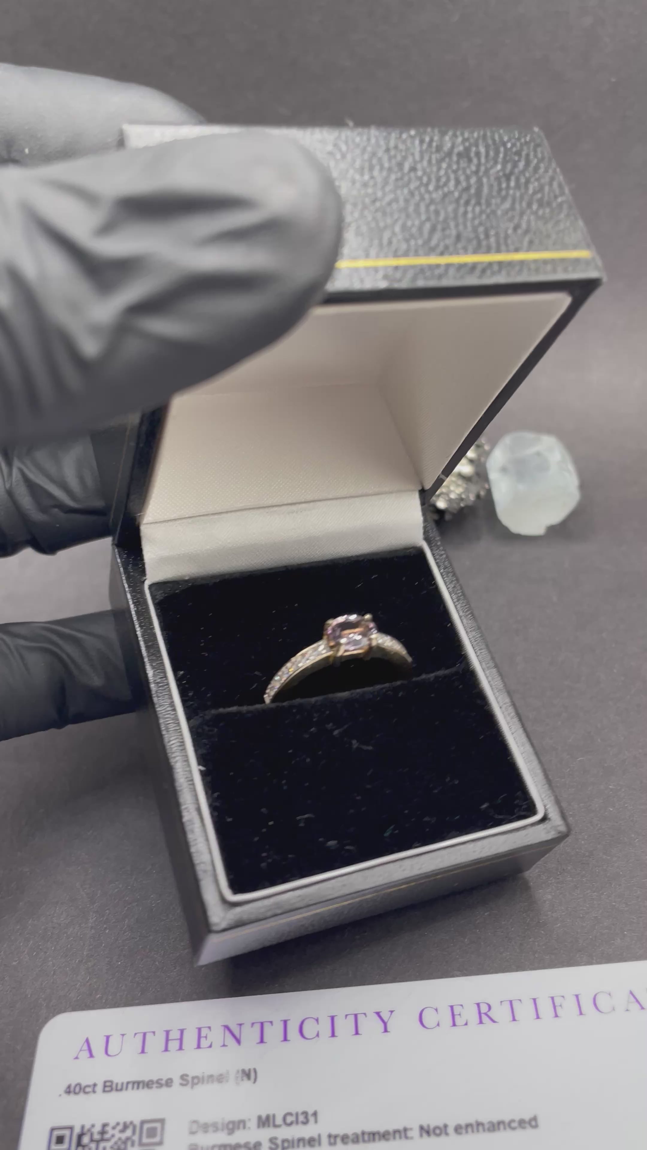 9ct Solid Gold Burmese Spinel Ring – Certified Natural Spinel – Solitaire Style with CZ Accents – UK Size N