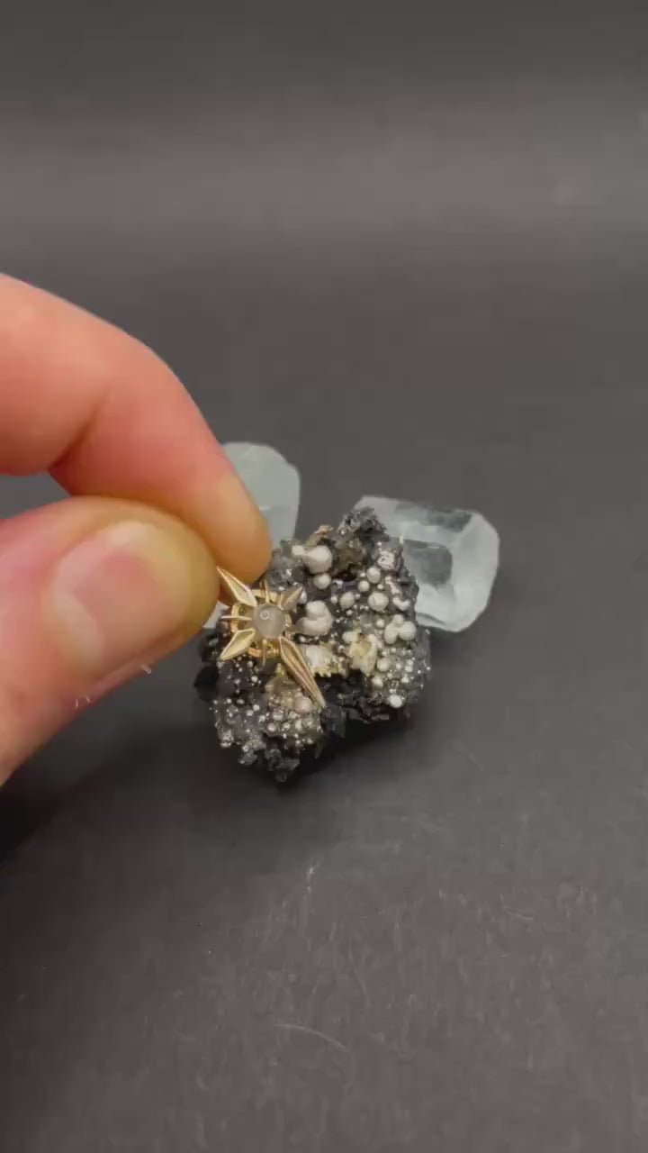 Compass Rose Pendant in 9ct Solid Gold with Crystal & Hidden Text